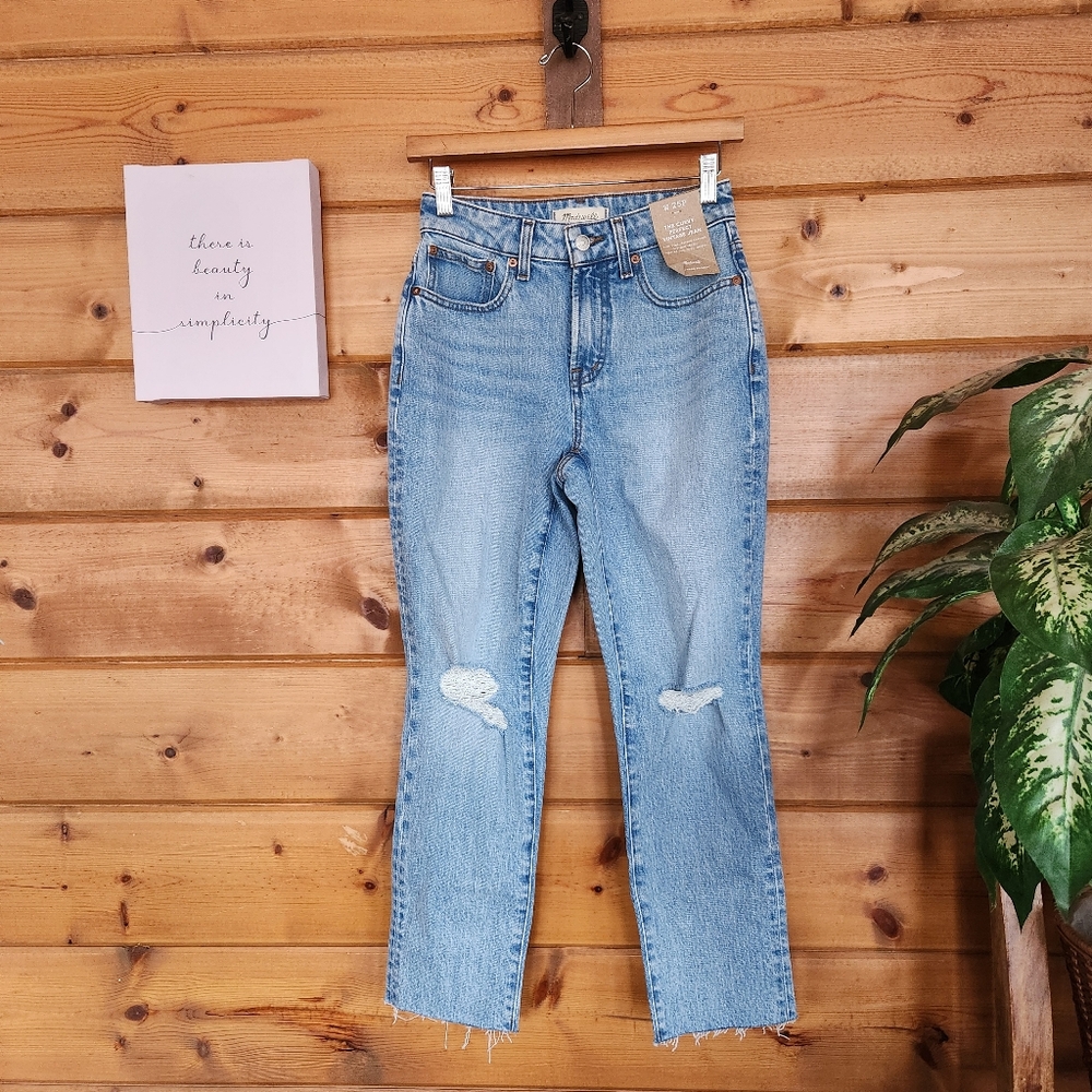 Madewell NWT‎ Curvy Perfect Vintage Jean Straight Taper High Rise Distressed 25P